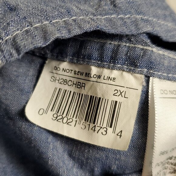 Berne Mens Button Down Workwear Denim Shirt 2XL Chambray Blue Casual Workwear - Picture 4 of 12